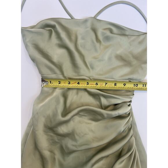 Katie May Ryder Strappy Back Satin Maxi Gown Sage Womens Size Small Formal Gown - Picture 12 of 14